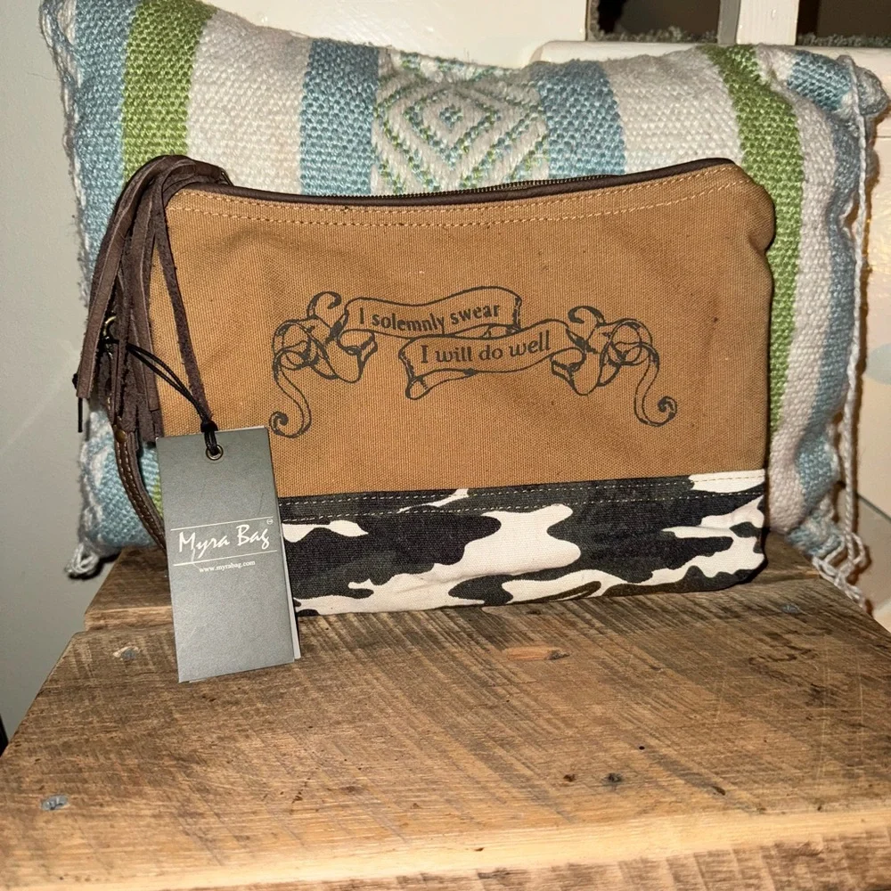MYRA BAG PALOMA DO WELL POUCH WRISTLET CLUTCH CAMO NEW - Picture 1 of 5